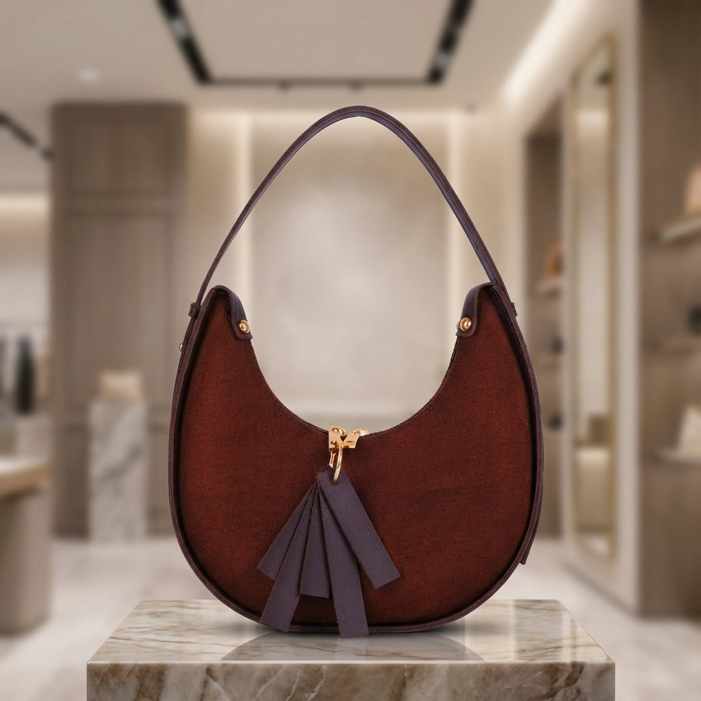 Crescent Hobo Bag - Dark Brown