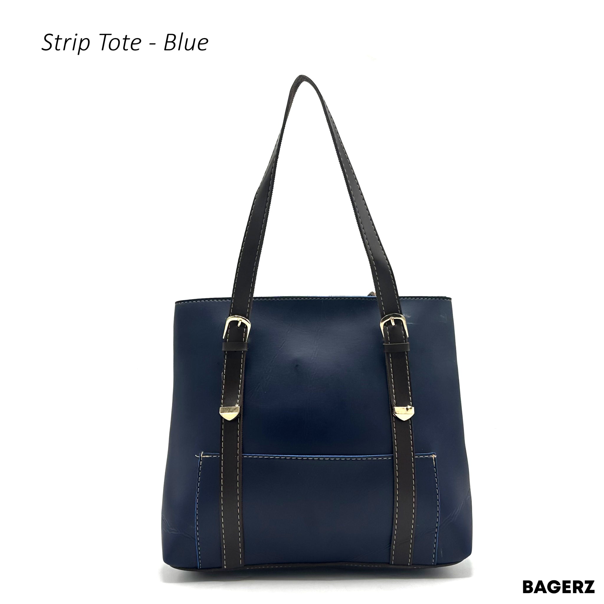 Elena Stripe Tote Bag - Light Blue