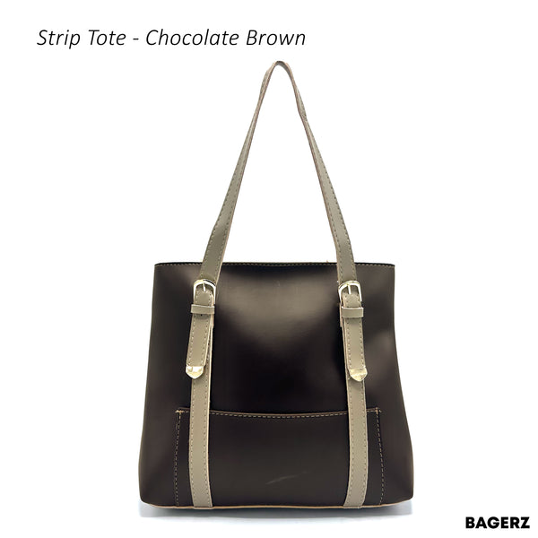Strip Tote - Chocolate Brown