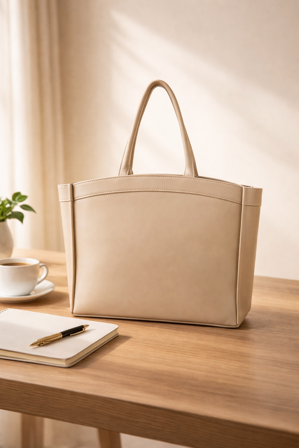 Curved Tote - Beige