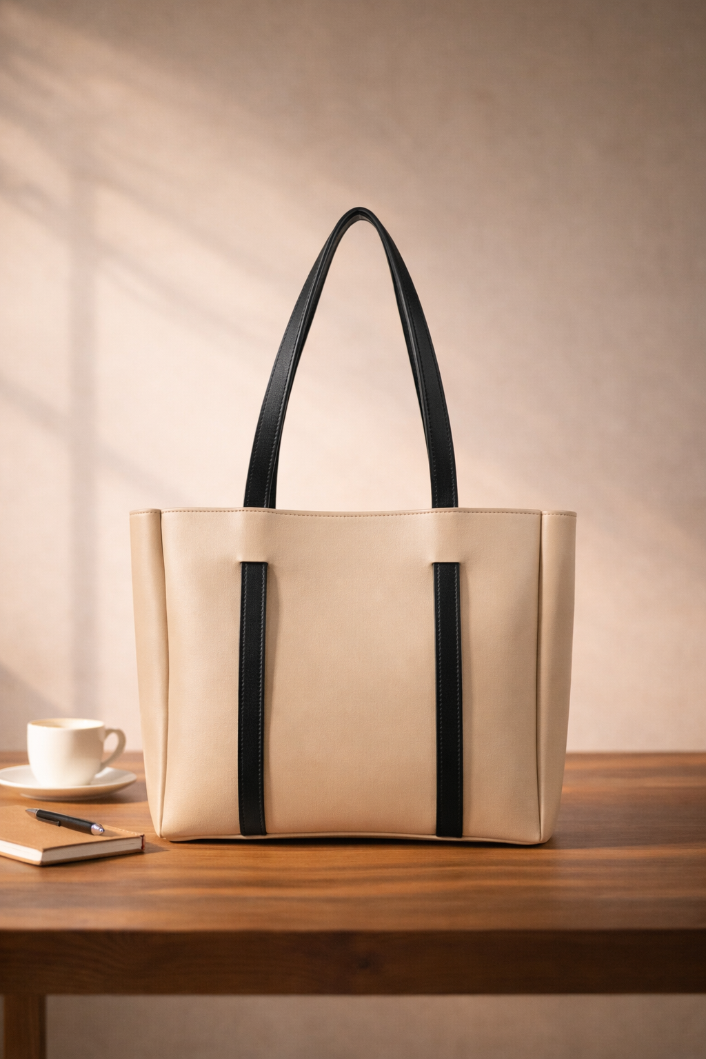 Double Handle Bag - Beige