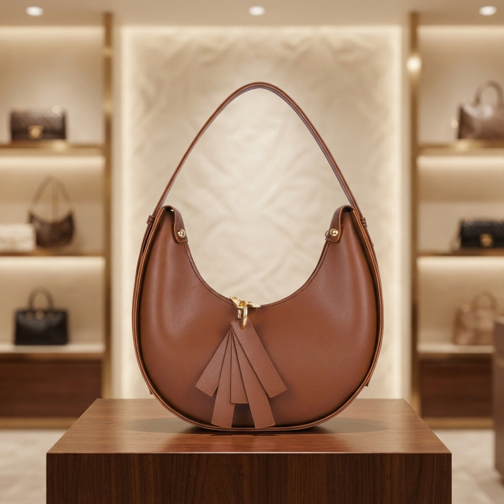 Crescent Hobo Bag - Brown