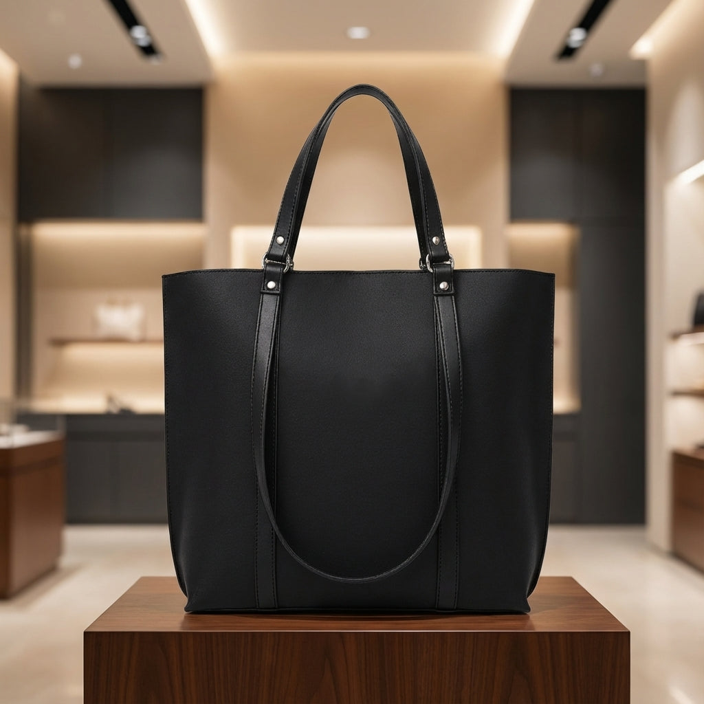 Double Handle Tote Bag - Black