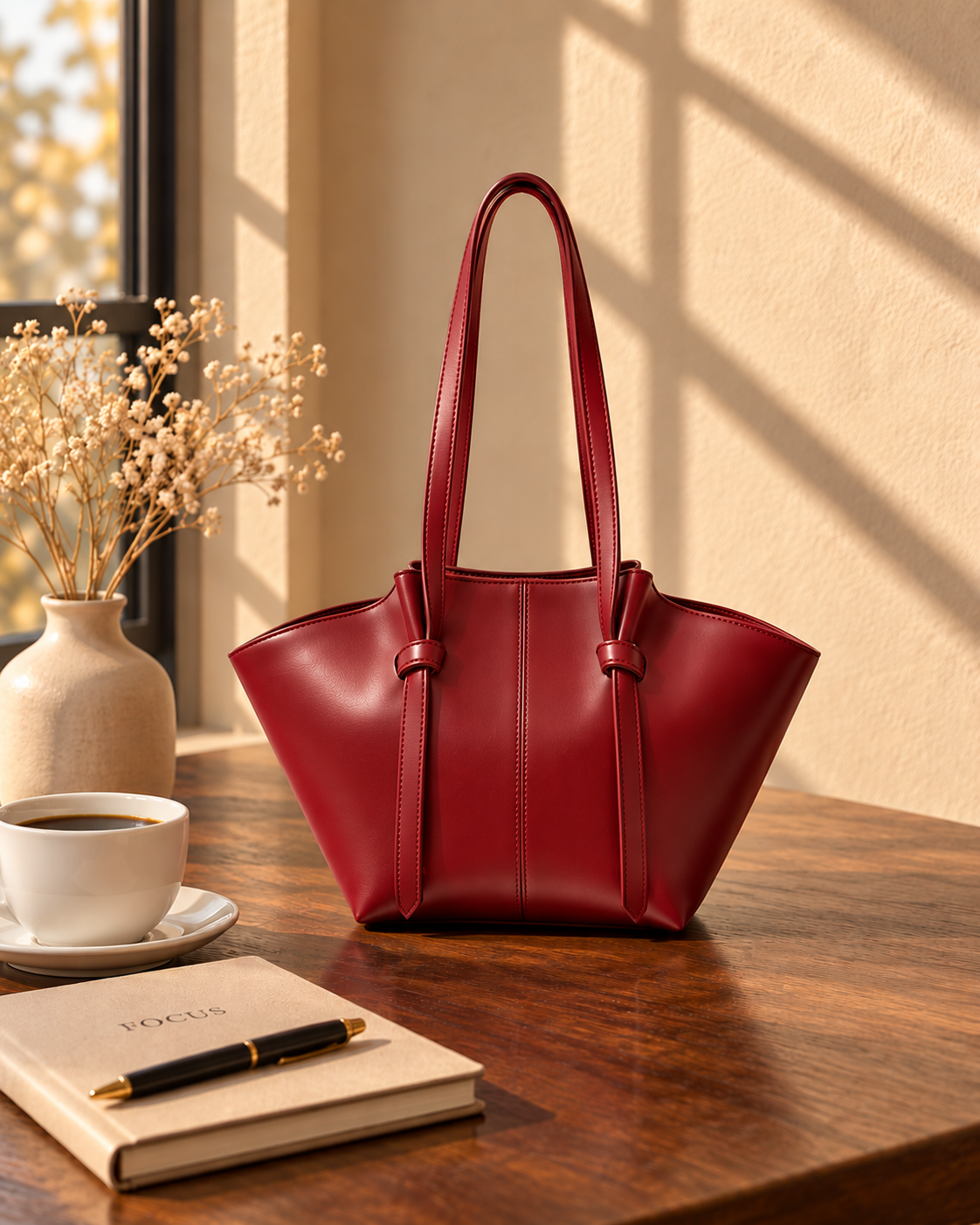 Knot Handle - Tote - Maroon