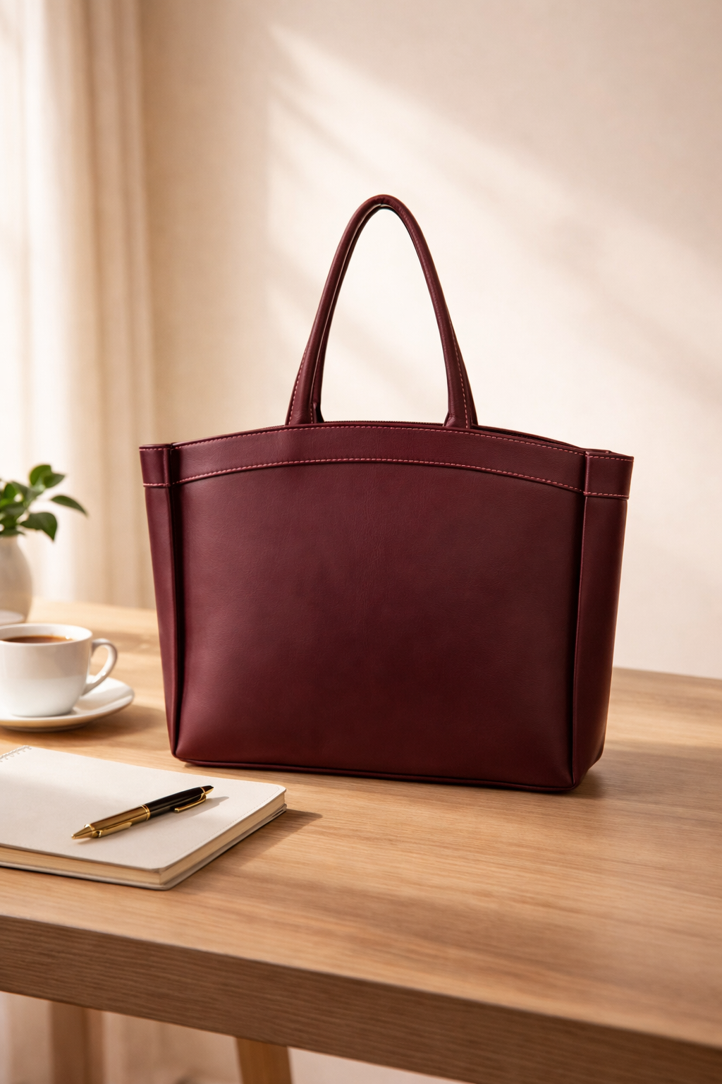 Curved Tote - Maroon